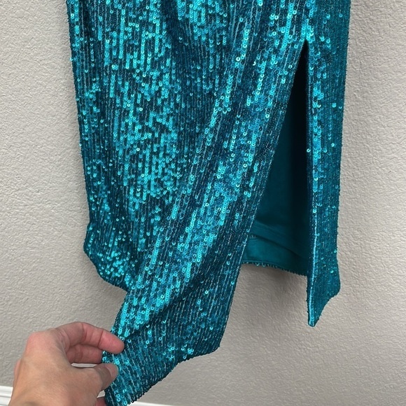 New Rebecca Vallance Missing Hours Midi Dress Sequin Marine Blue Cocktail Party - Picture 6 of 13